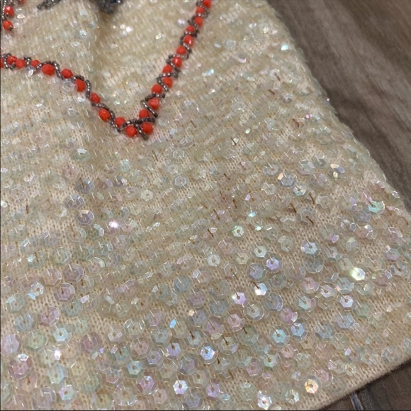 Vintage beige orange western sequin tank blouse - Picture 8 of 9